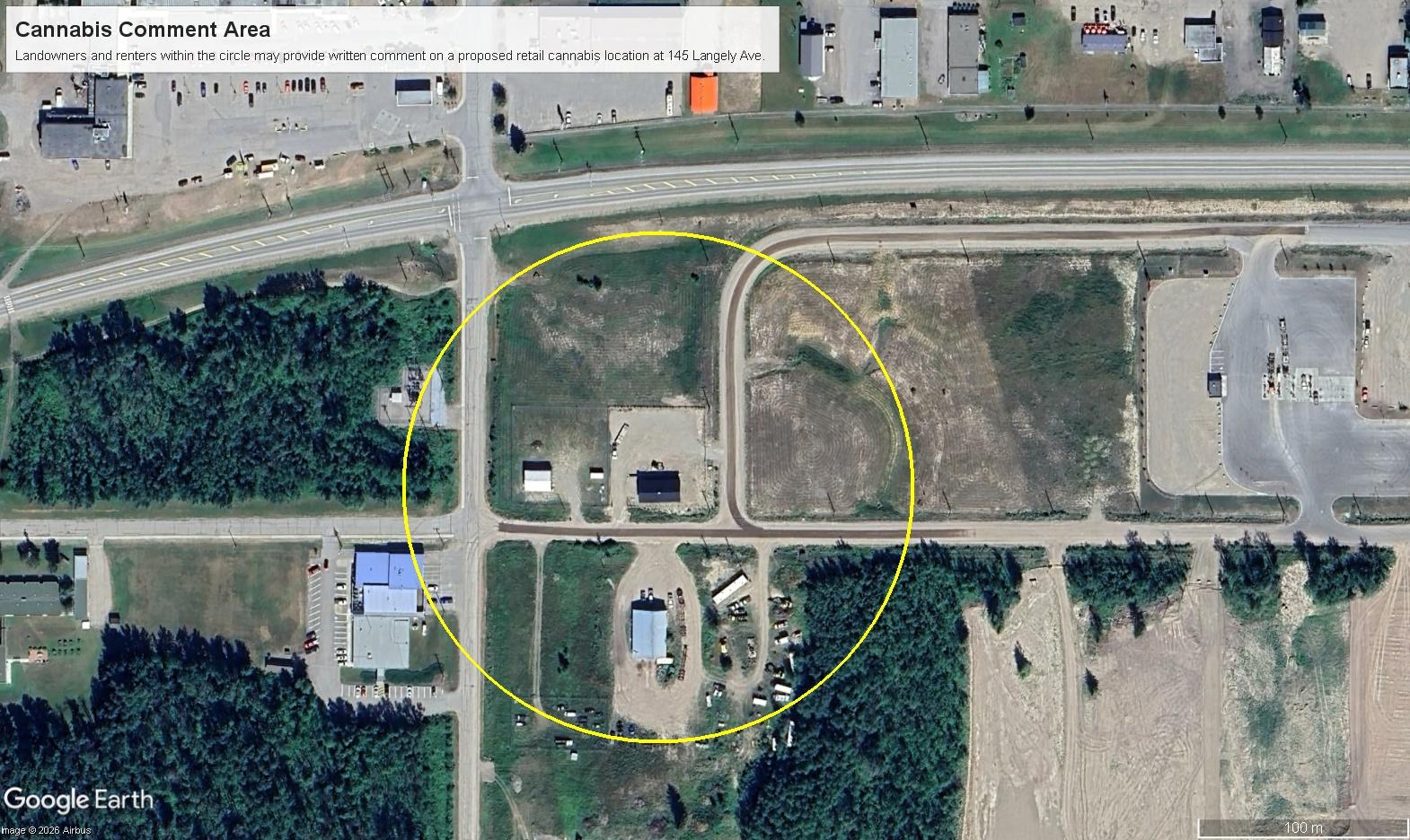 A map with a circle around 145 Langley Ave.